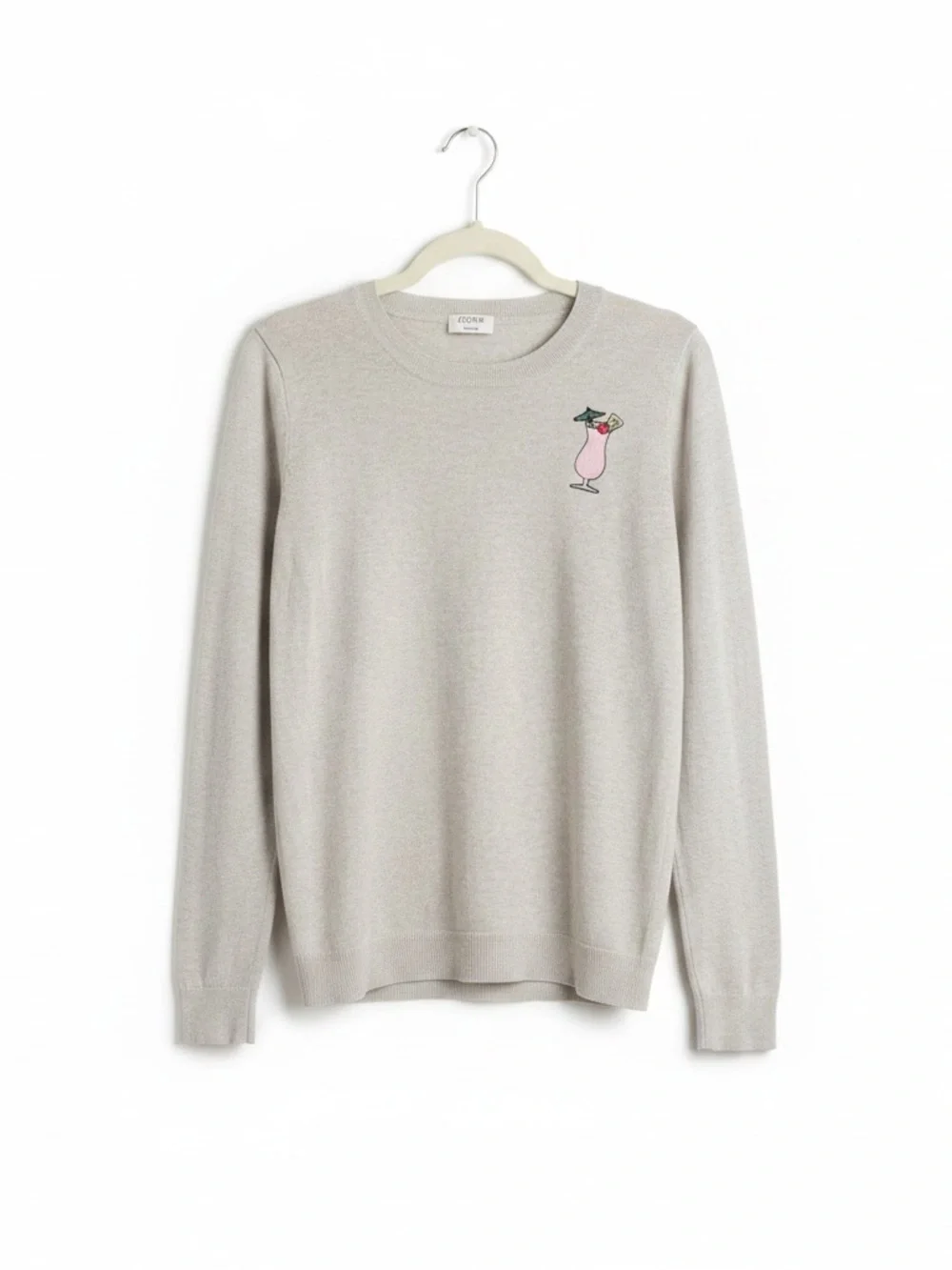 J.Crew Factory Teddie Piña Colada Embroidered Cotton Sweater Small